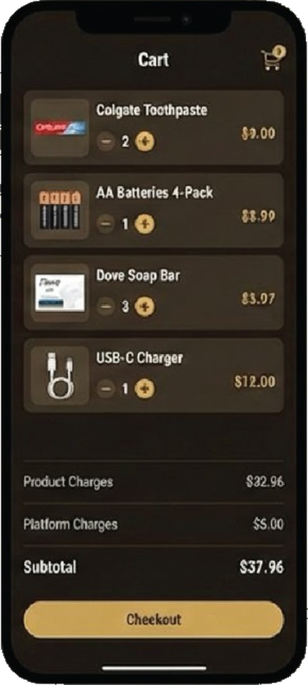 Crayv app, Cart